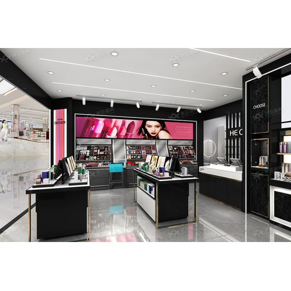 Branded Shop Furniture Gold Rush Series Case 82sqm Cosmetic Store Display for Space-saving Store Design