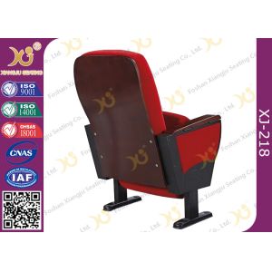 Solid Rubber Wood Armrest Audience Seating Chairs Fire Retardant Fabric