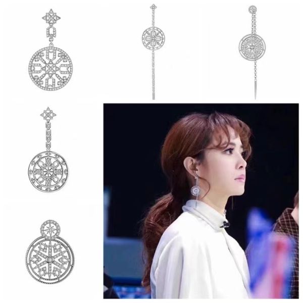 Quality Large Sterling Silver Cubic Zirconia Drop Earrings Hollow Out Snowflake wholesale