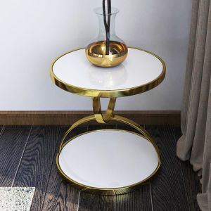 Round SS Steel Surface Marble Sofa End Table For Sophisticated Spaces