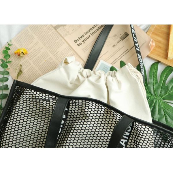 Quality 100% Polyester Mesh Tote Bag , Silk Screen Printing Recyclable Tote Bag wholesale