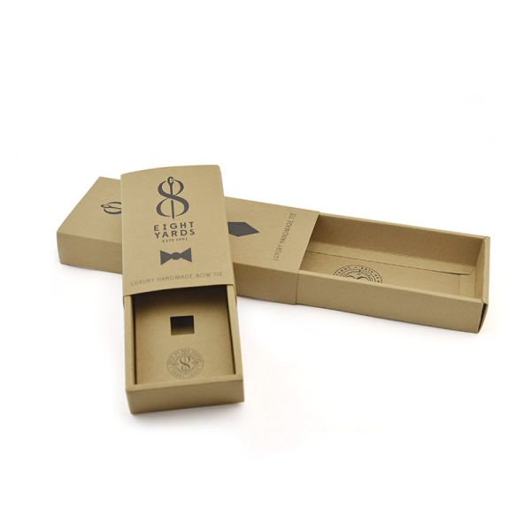 Kraft Paper 70mm Width 120mm Length Foldable Cardboard Boxes For Bow Tie