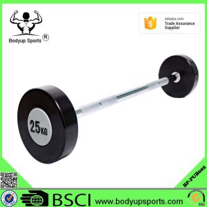 Rubber Covering Fitness Equipment Barbells With Chromed Steel Handle