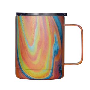 304 SS Double Wall Insulated Travel Mugs Cup With Handle 14 Oz