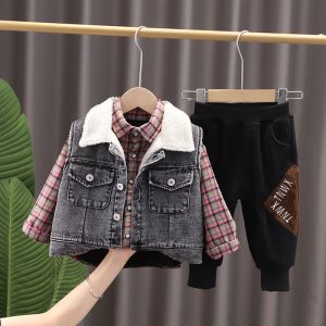 Three-Piece Set Of Warmth And Thickening For Children And Boys In Autumn And