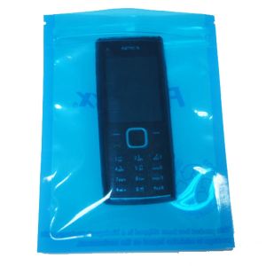 Blue Transparent Three Side Seal Anti Static Bag Zipper for Electronic Products