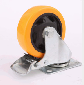 China 4 Inch Locking Casters Urethane Casters With Brake Galvanized Zinc on sale