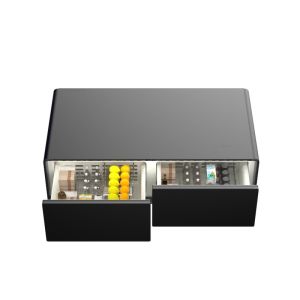 Wireless Charging Farmhouse Coffee Tea Table with Fridge Drawers and Multifuncti