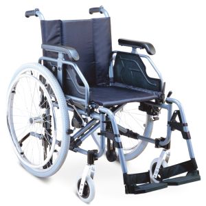 China Hospital Aluminum Manual Wheelchair Lightweight Pneumatic Rear Wheel Anti Tippers on sale