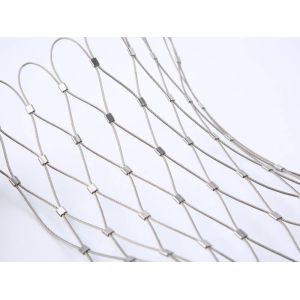 Customized Flexible Wire Mesh Netting 20mm - 100mm Aperture Rope Construction