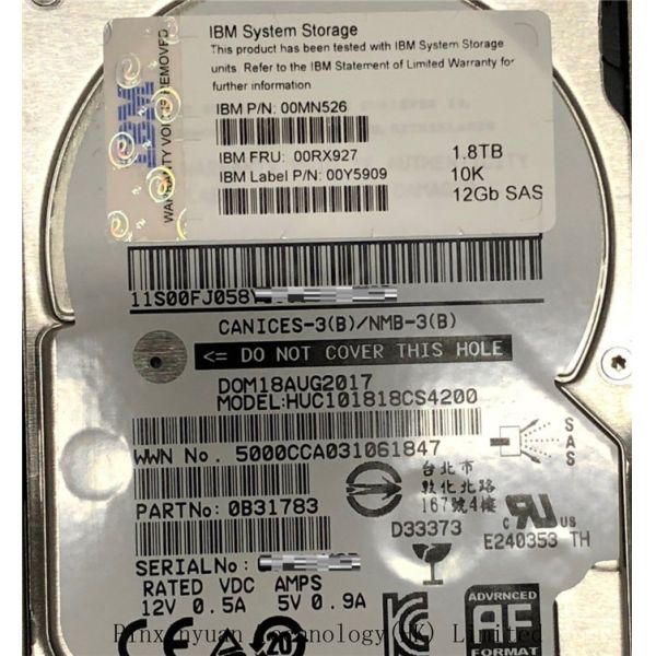 Quality IBM 00RX927  Sata Server Hard Drive , 1.8TB  12GB SAS 2.5 Server Hard Drive  HS HDD 00MN526 wholesale