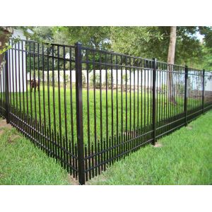 China Metal Black Security 6x8 Steel Picket Fence Spear Fence Panels Outdoor Garden Galvanized Wrought Iron Steel Fence Panels on sale