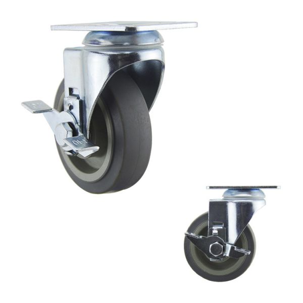 Quality 3-3/4 X 3-3/4 Inch Mounting Plate Size 5 Inch Medium Duty PU Swivel Caster Wheels for Heavy-Duty Material Handling wholesale