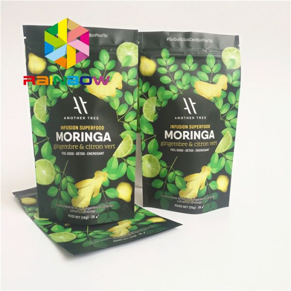 Morning Tea Bags Packaging , Glossy Customized Stand Up Pouches FDA Certificated