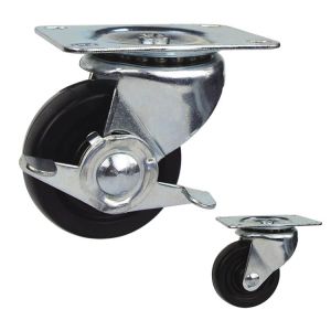 Black 4 Inch 176lbs Loading Low Profile Rubber Casters