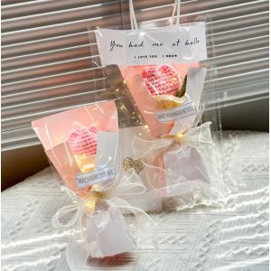 Small Yet Striking 15x26cm Knitted Tulip Small Flower Bouquet in Multiple Colors