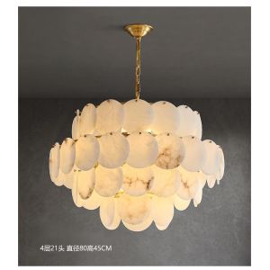 China Luxury Nordic Style Luxury Decoration Natural Marble Chandelier Hanging Lamp Kitchen Large Round Brass Alabaster Chandelier on sale