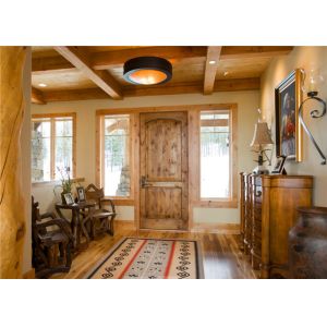 House Main Solid Wood Doors EPE Inside Durable Frame With Front Grill Designs