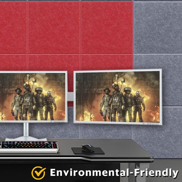 9mm Red Polyeater Fiber Stop Echoes Felt Wall Panels Beveled Edge Sound Proof Padding