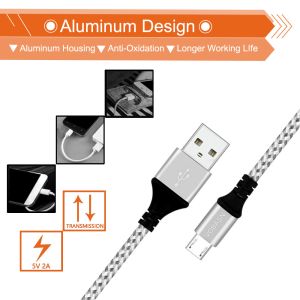 2.1 A USB Data Cable For Android Phone Tablet Nylon Braided Fast Charging