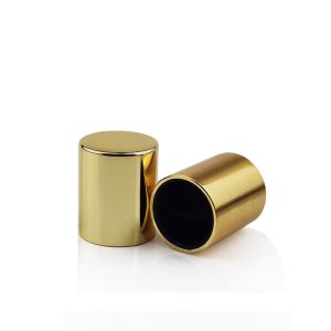 China Luxury Perfume Package Custom Engraved Logo Cylinder Shaped Spray Perfume Gold Zinc Alloy Metal Cap on sale