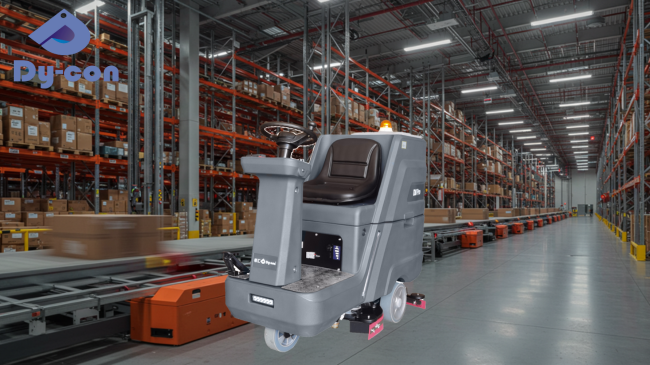 Automate Warehouse Cleaning: High-Capacity Ride-On Scrubber For Automated High
