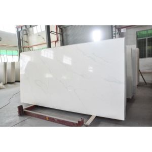 Dazzling 25MM White Veined Calacatta Kitchen Island Quartz Table Top
