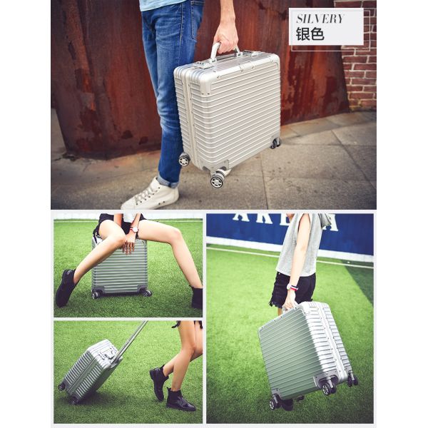 18 inch Multifunctional Trolley Suitcase with Password 17 Business Aluminum Frame for Men and Women