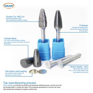 6*8mm Rotary Burs Sets Plastic Box Tube Package Genuine Solid Tree Shape Carbide