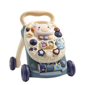 Cheap Foldable Sit Stand Early Push Toys Activity Center for Toddler Learning to Walk Baby Walker Infant Boys Girls Pull Wheels Musical Walking for sale
