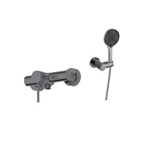 Cheap Gun Metal Brass Bath Shower Faucets Single Lever Annular Knurl Handle for sale