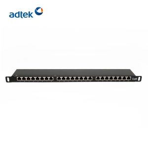 Black Copper Patch Panel 24 Port Cat6 UTP RJ45 CE FCC RoHS Certificate