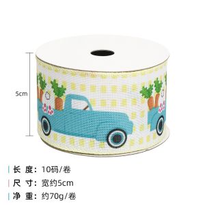 Egg And Rabbit Easter Wired Ribbon 50mm 5cm Easter Bunny Ribbon