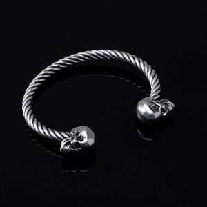 Mighty Opening Double Skull Stainless Steel Twisted Wire Men's Explosive