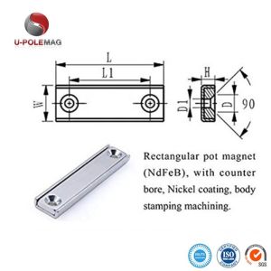 LSCM-60 60x13.5x5mm Ndfeb Neodymium Iron Boron Permanent Magnet with M6 Hole