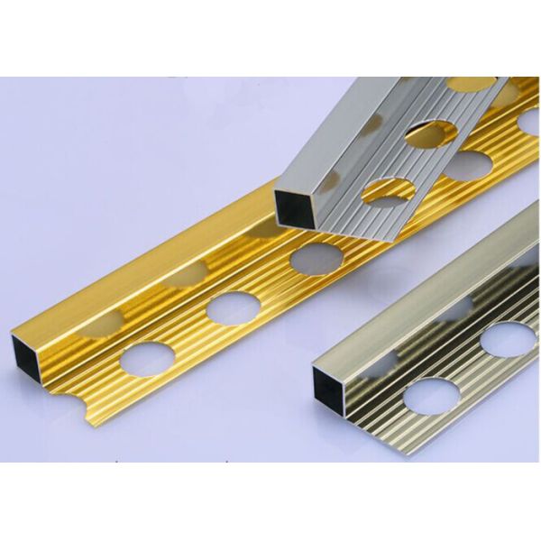 Quality Bright Polished Aluminum Square Edge Metal Tile Trim Profiles Easy To Clean wholesale