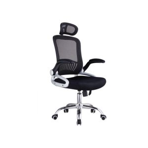 China Mesh Fabric High Back Office Chair With Headrest Adjustable Arm Swivel Chrome Foot on sale