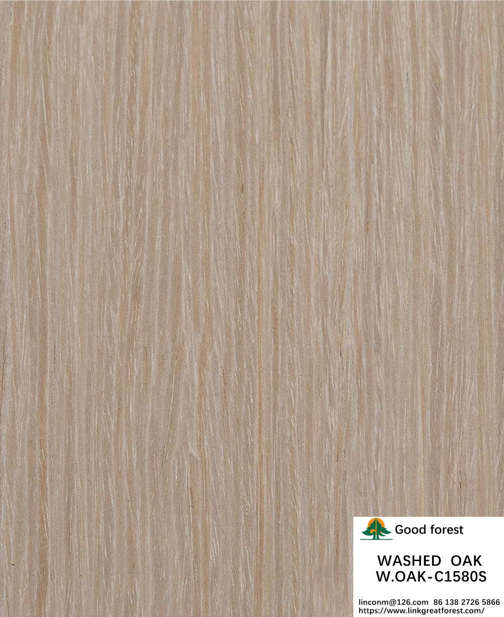 Reconstituted Washed Oak Wood Veneer Slice Cut Technics Vertical Grain Standard Size 2500*640mm Indoor Decorative Board W.OAK-1439S / 1580S / 1591S