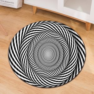 3D Geometric Pattern Round Chair Mat Living Room Sofa Floor Carpet
