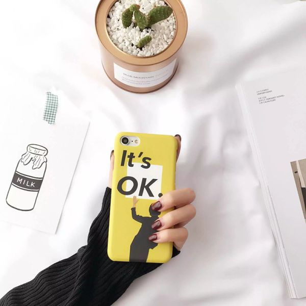 Soft TPU English Word It is OK Cartoon Image Back Cover Cell Phone Case For