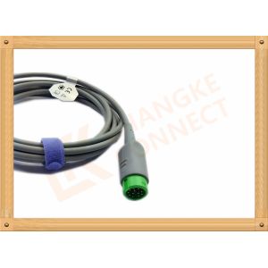 Green 12 Pin ECG Trunk Cable 5 Leads Flexible With UL And Rohs Standard