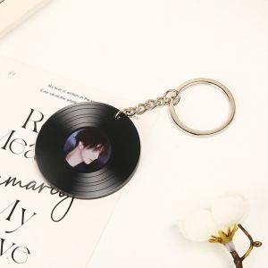Transparent Custom Acrylic Keychains Durable Black Album CD Singer Idol Printed