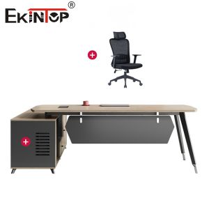 Walnut Office Desk in Modern Style Executive Desk with Drawers Extendable