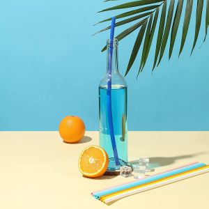 Flexible Nontoxic Extra Long Silicone Straws , Multipurpose Reusable Rubber