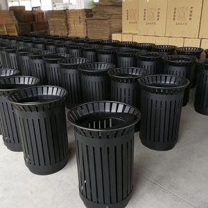 Outdoor Recycle Bin Waste Bin Round Stainless Steel Pedal Trash Can