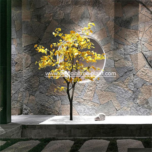 Small 1.75m Artificial Ginkgo Tree Yellow Leaf Store Decoration Corrosion