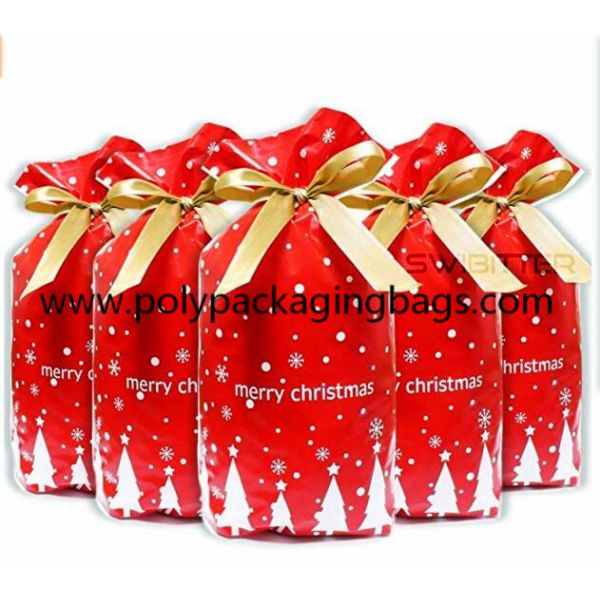 Quality Biodegradable CPE Drawstring Christmas Gift Bags wholesale