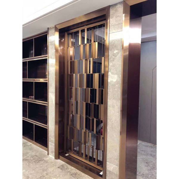 Quality Metal screen golden color shinny reflective screen partition panel for wall dividers or door parititons wholesale