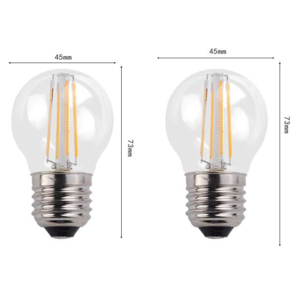 Quality G45 E27 Edison COG lamp LED Filament Bulb Candelabra Light clear and forsted milky cover wholesale