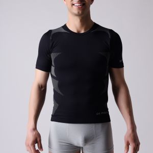 China T-shirt,   short sleeve,  Men's sports wear,  black and  grey block,   XLSS002, man underwear,  seamless shirts. on sale